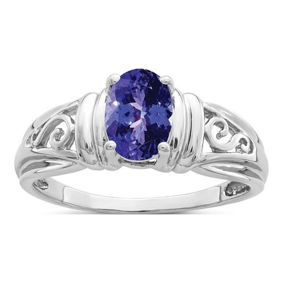 14K White Gold Tanzanite Filigree Ring