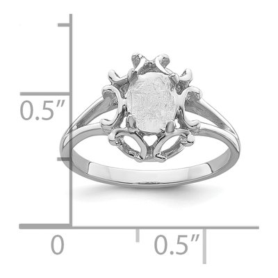 14K White Gold Oval Ring Mounting – view 6