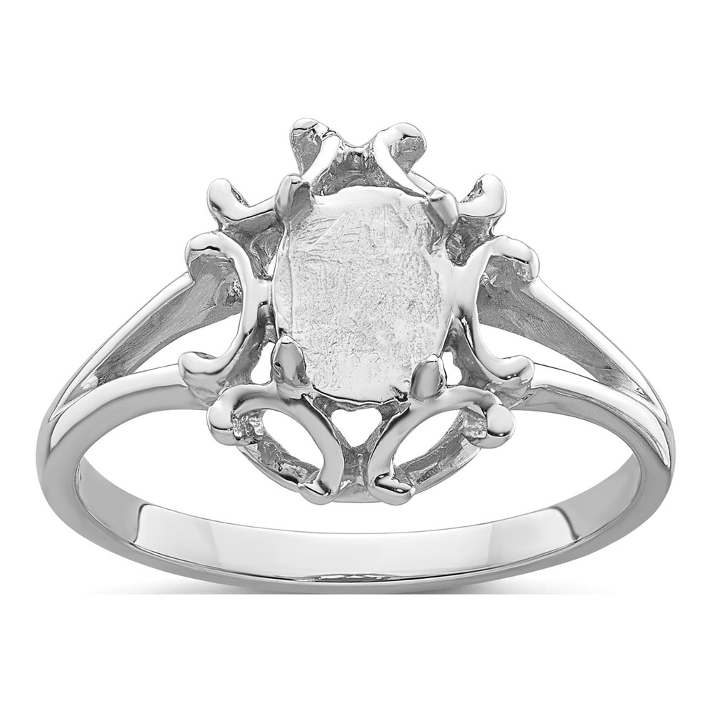 14K White Gold Oval Ring Mounting