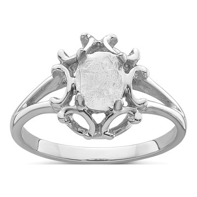 14K White Gold Oval Ring Mounting