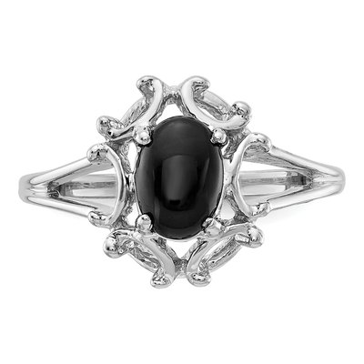 14K White Gold Onyx Oval Ring – view 5