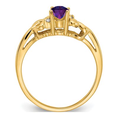 14K Yellow Gold Amethyst & Diamond Oval Ring – view 2