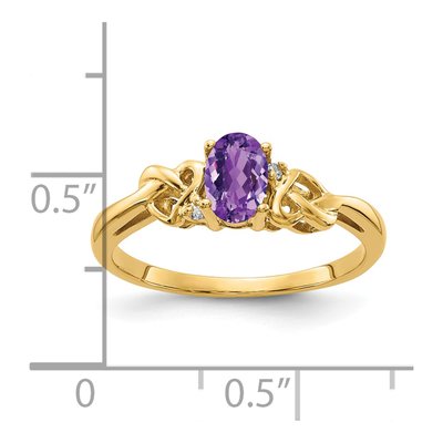 14K Yellow Gold Amethyst & Diamond Oval Ring – view 3