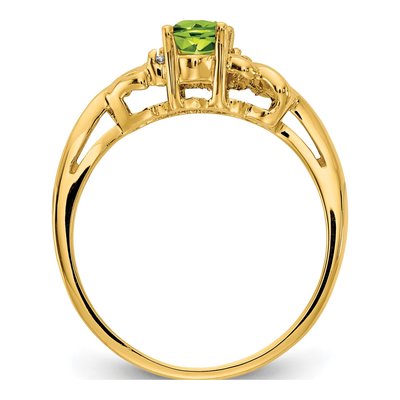 14K Yellow Gold Peridot & Diamond Oval Ring – view 2