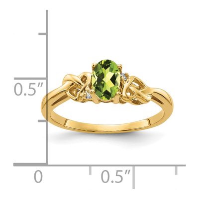14K Yellow Gold Peridot & Diamond Oval Ring – view 4