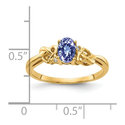 14K Yellow Gold Tanzanite & Diamond Oval Ring – view 2