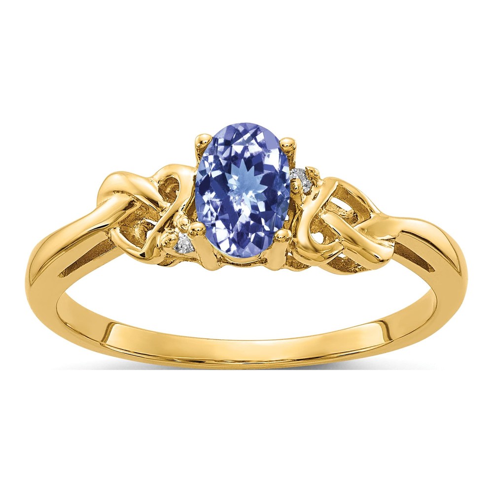 14K Yellow Gold Tanzanite & Diamond Oval Ring