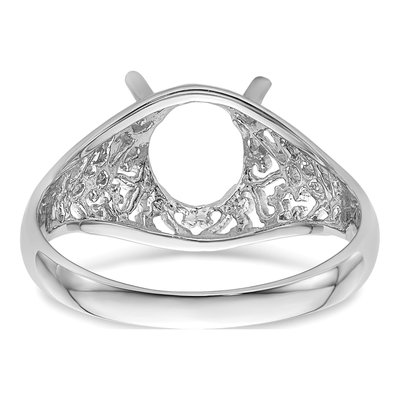 14K White Gold Oval for Gem Ring Mounting – view 4