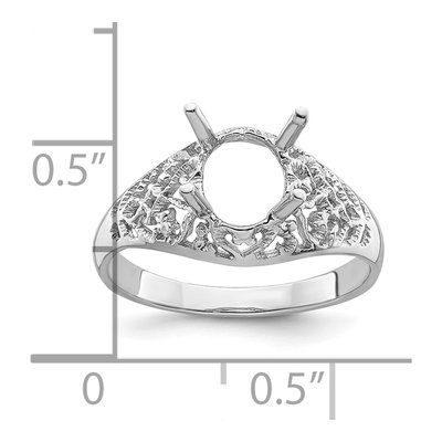 14K White Gold Oval for Gem Ring Mounting – view 6