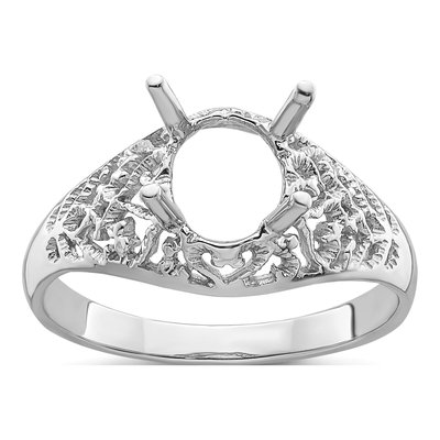 14K White Gold Oval for Gem Ring Mounting