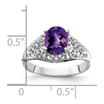 14K White Gold Amethyst Filigree Ring – view 2