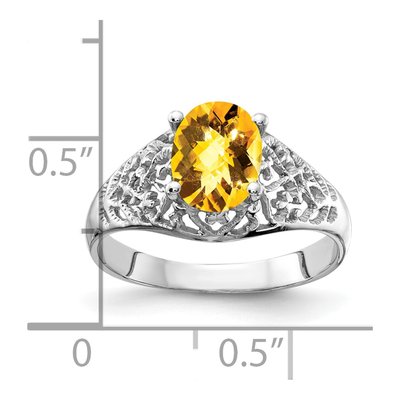 14K White Gold Citrine Filigree Ring – view 2