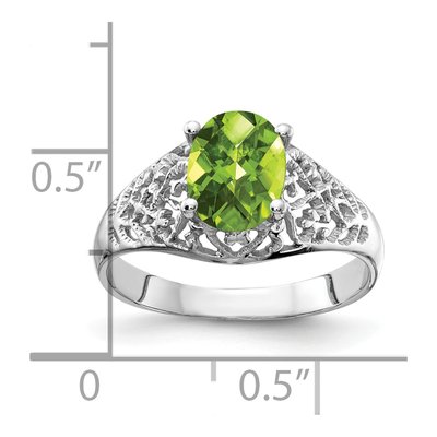 14K White Gold Peridot Oval Filigree Ring – view 2