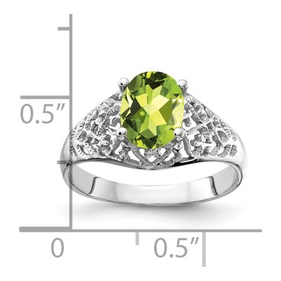 14K White Gold Peridot Oval Filigree Ring – view 2