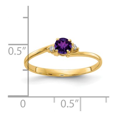 14K Yellow Gold Amethyst & Diamond Round Ring – view 2
