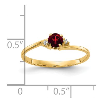 14K Yellow Gold Garnet & Diamond Round Ring – view 2