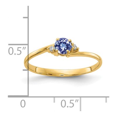 14K Yellow Gold Tanzanite & Diamond Round Ring – view 2