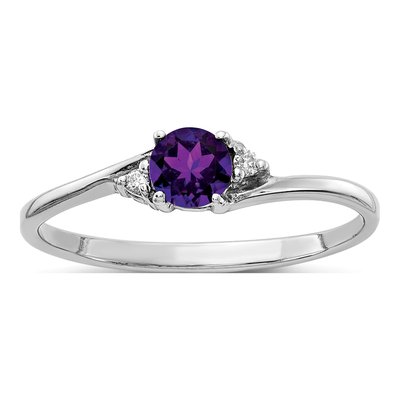 14K White Gold Amethyst Diamond Ring Mounting