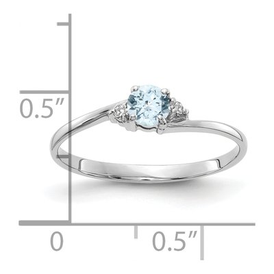 14K White Gold Aquamarine & Diamond Round Ring – view 2