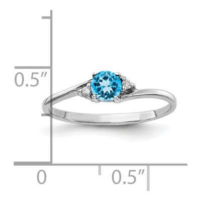 14K White Gold Swiss Blue Topaz & Diamond Ring – view 2