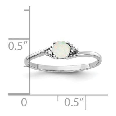 14K White Gold Opal & Diamond Round Ring – view 2