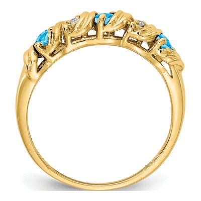14K Yellow Gold Swiss Blue Topaz & Diamond Twist Ring – view 2