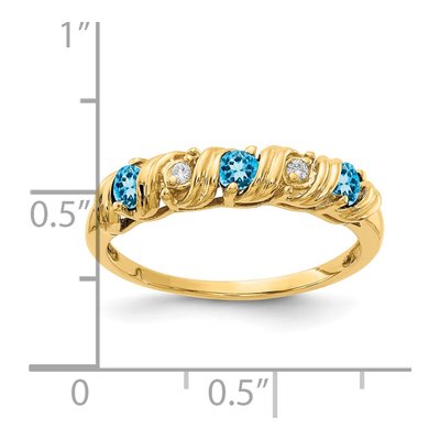 14K Yellow Gold Swiss Blue Topaz & Diamond Twist Ring – view 3