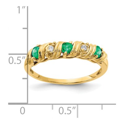 14K Yellow Gold Emerald & Diamond Twist Ring – view 2