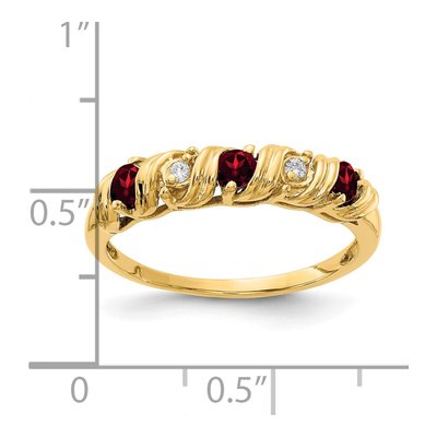 14K Yellow Gold Garnet & Diamond Twist Ring – view 2