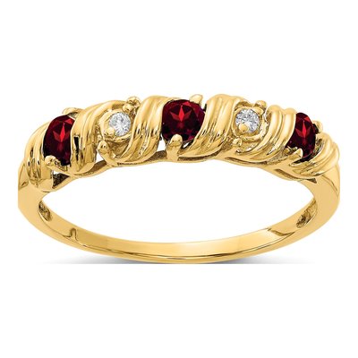 14K Yellow Gold Garnet & Diamond Twist Ring