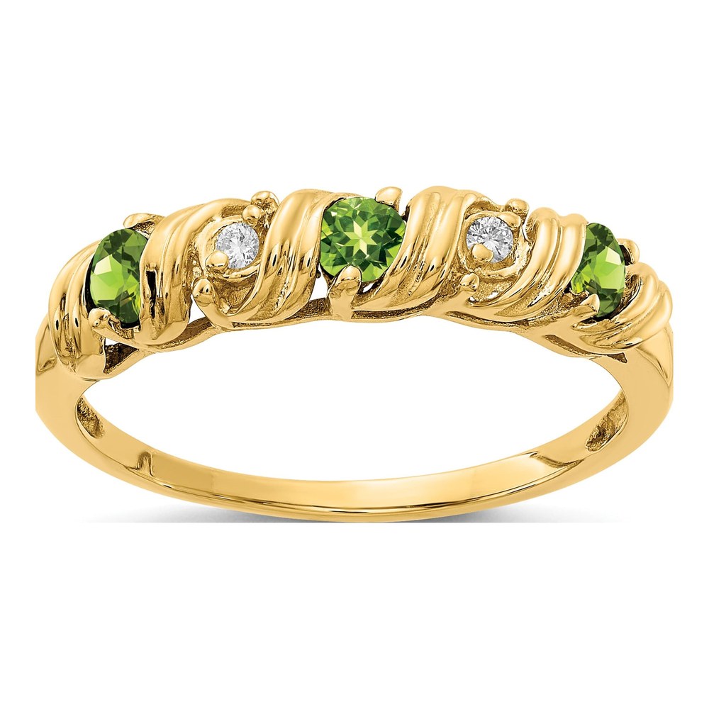 14K Yellow Gold Peridot & Diamond Twist Ring