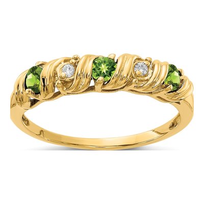 14K Yellow Gold Peridot & Diamond Twist Ring
