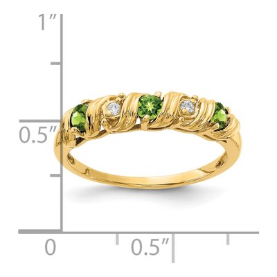 14K Yellow Gold Peridot & Diamond Twist Ring – view 2