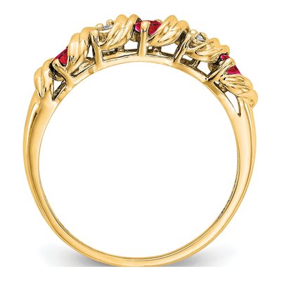 14K Yellow Gold Ruby & Diamond Twist Ring – view 2