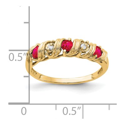 14K Yellow Gold Ruby & Diamond Twist Ring – view 3