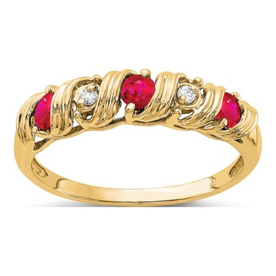 14K Yellow Gold Ruby & Diamond Twist Ring