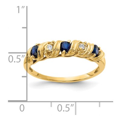 14K Yellow Gold Sapphire & Diamond Twist Ring – view 3