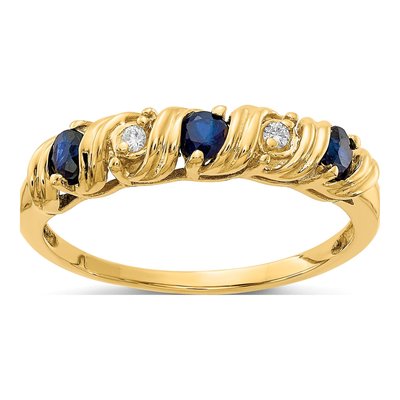 14K Yellow Gold Sapphire & Diamond Twist Ring