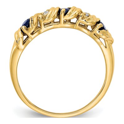 14K Yellow Gold Sapphire & Diamond Twist Ring – view 2