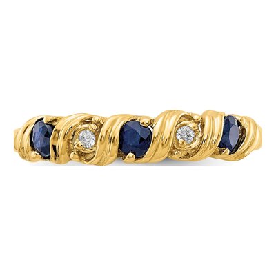 14K Yellow Gold Sapphire & Diamond Twist Ring – view 5