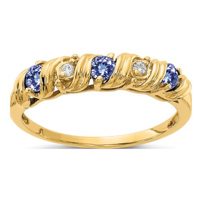 14K Yellow Gold Tanzanite & Diamond Twist Ring