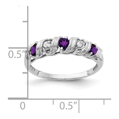 14K White Gold Amethyst & Diamond Twist Ring – view 2