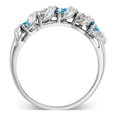 14K White Gold Swiss Blue Topaz & Diamond Twist Ring – view 2