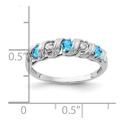 14K White Gold Swiss Blue Topaz & Diamond Twist Ring – view 3