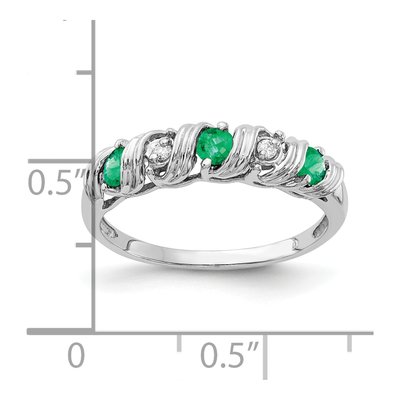 14K White Gold Emerald & Diamond Twist Ring – view 2