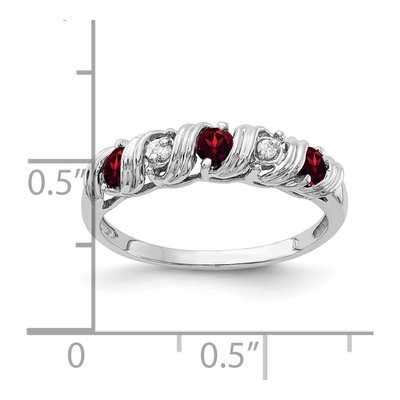 14K White Gold Garnet & Diamond Twist Ring – view 2