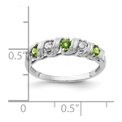 14K White Gold Peridot & Diamond Twist Ring – view 2