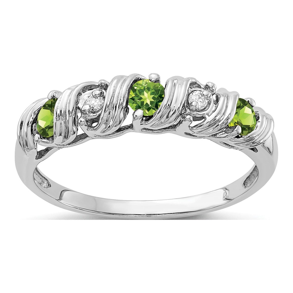 14K White Gold Peridot & Diamond Twist Ring