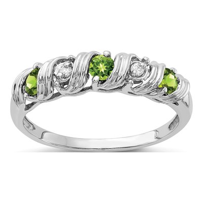 14K White Gold Peridot & Diamond Twist Ring