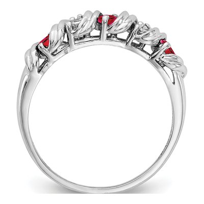 14K White Gold Ruby & Diamond Twist Ring – view 2